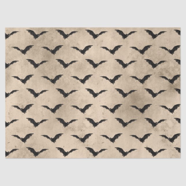 Vintage Black Bats Halloween Decoupage Tissue Paper (Front)