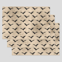 Vintage Black Bats Halloween Wrapping Paper Sheets
