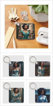 Vintage Black Beauties Teal Collection Key Chains