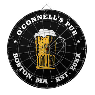 Vintage black beer glass custom photo name sign dart board