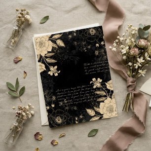 Vintage Black Beige Floral Script Scrapbook Paper
