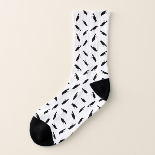 Vintage Black Birds Pattern CUSTOM BG COLOR Socks