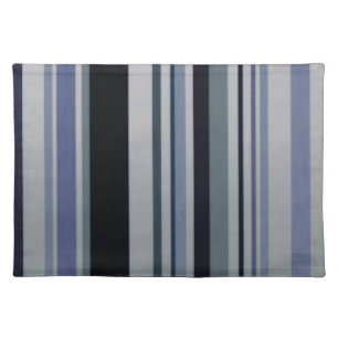 Vintage Black Blue Patterns Stripes Placemats