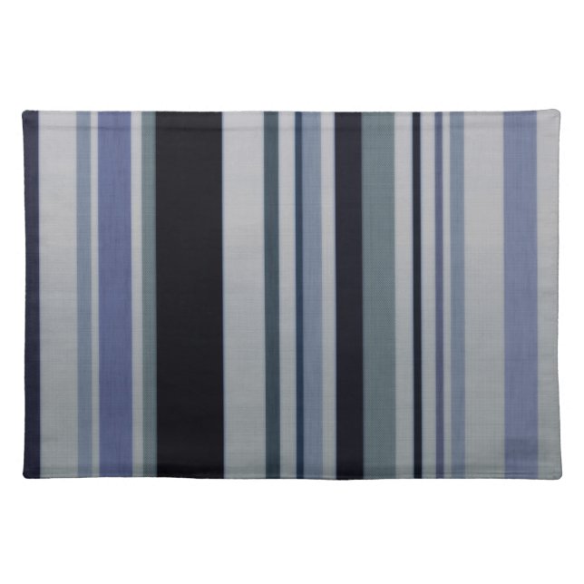 Vintage Black Blue Patterns Stripes Placemats (Front)