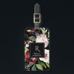 VINTAGE BLACK BLUSH PINK BURGUNDY PROTEA FLORAL LUGGAGE TAG<br><div class="desc">If you need any further customisation please feel free to message me on yellowfebstudio@gmail.com</div>