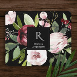 VINTAGE BLACK BLUSH PINK BURGUNDY PROTEA FLORAL MOUSE PAD<br><div class="desc">If you need any further customisation please feel free to message me on yellowfebstudio@gmail.com</div>
