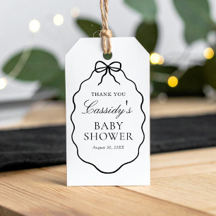 Vintage Black Bow Girl Baby Shower Gift Tags