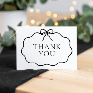 Vintage Black Bow Girl Baby Shower Letterpress Thank You Card