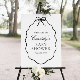 Vintage Black Bow Girl Baby Shower Welcome Sign