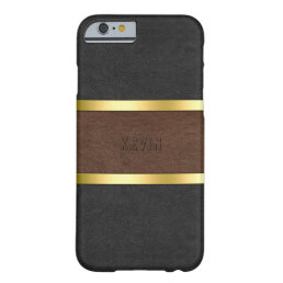 Vintage Black &amp; Brown Leather With Gold Accents Barely There iPhone 6 Case