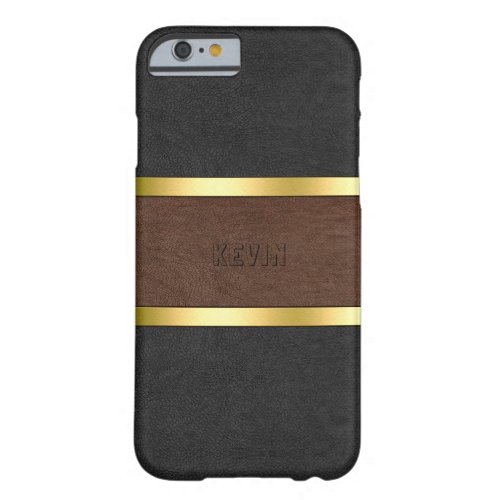 Vintage Black  Brown Leather With Gold Accents Barely There iPhone 6 Case