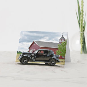 Vintage Black Car Birthday Card