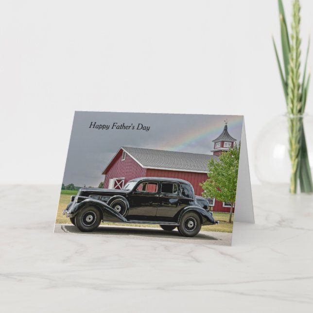 Vintage Black Car Father's Day Card (Front)