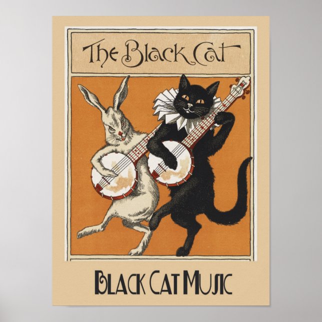Vintage Black Cat Advertisement Poster (Front)