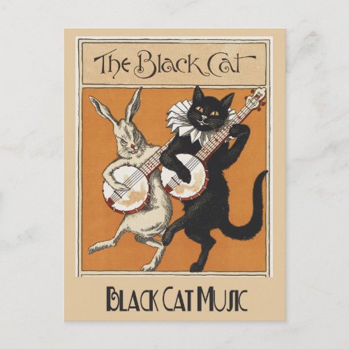 Vintage Black Cat Advertisement Poster Postcard