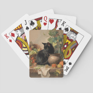 Vintage Black Cat Amid Autumn Fruits Poker Cards