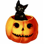 Vintage Black Cat and Pumpkin Magnet Sculpture<br><div class="desc">Vintage Wishes from a precious little reminder of Halloween past. This is a must have for the holidays. Click customize and add your own text.</div>