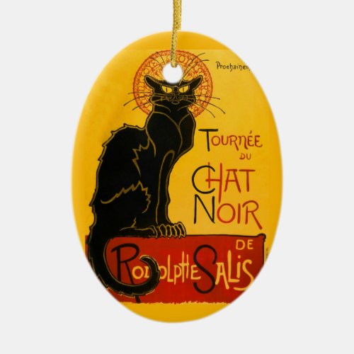 Vintage Black Cat Art Nouveau Chat Noir Steinlen Ceramic Ornament