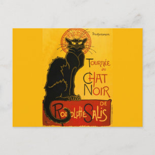 Vintage Black Cat Art Nouveau Chat Noir Steinlen Postcard