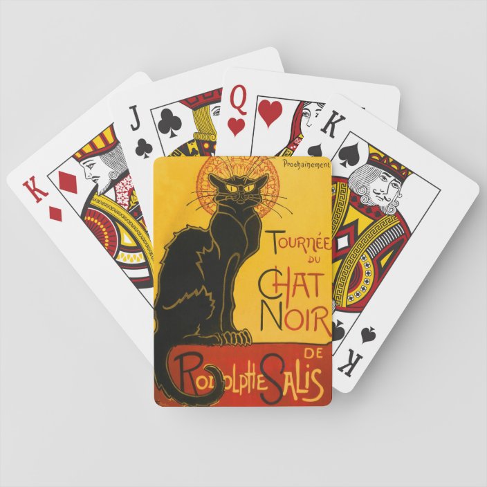 Vintage Black Cat Art Nouveau Paris Cute Chat Noir Playing Cards Zazzle Com