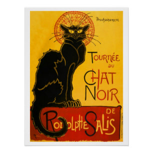Vintage Black Cat Art Nouveau Paris Cute Chat Noir Poster