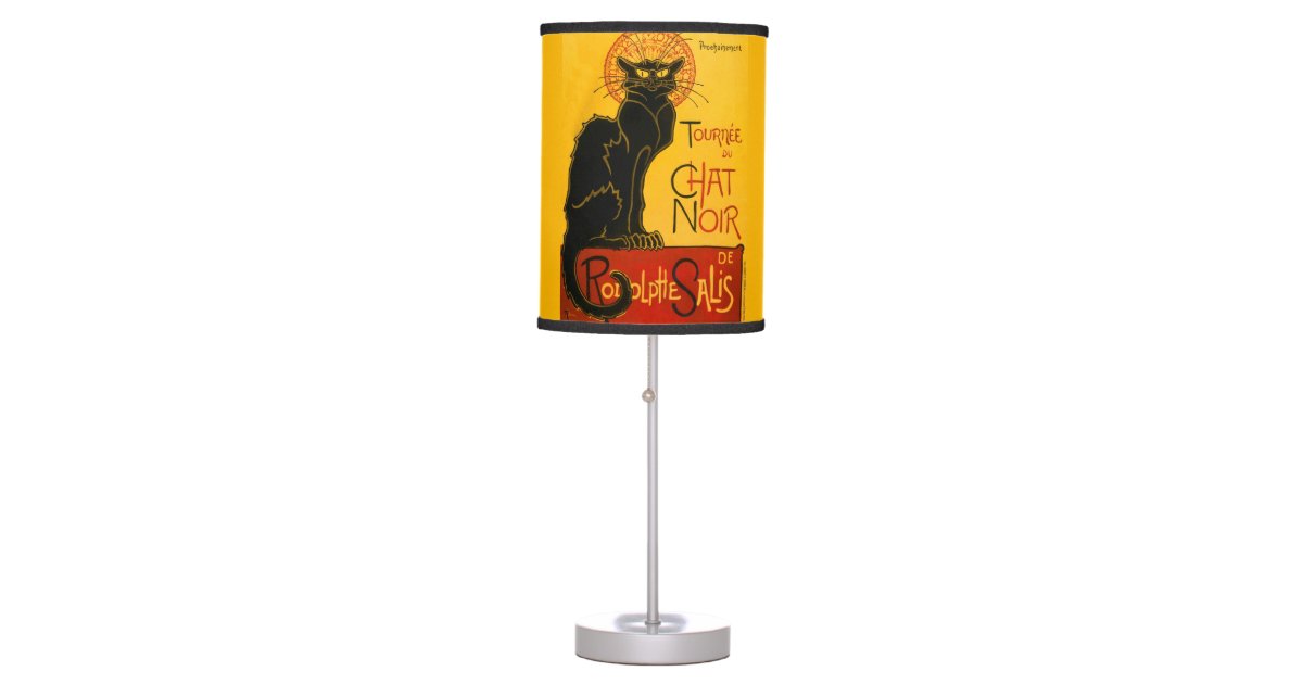 Vintage Black Cat Art Nouveau Paris Cute Chat Noir Table Lamp Zazzle Com