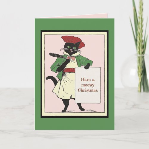 Vintage Black Cat Artist Meowy Christmas Holiday C