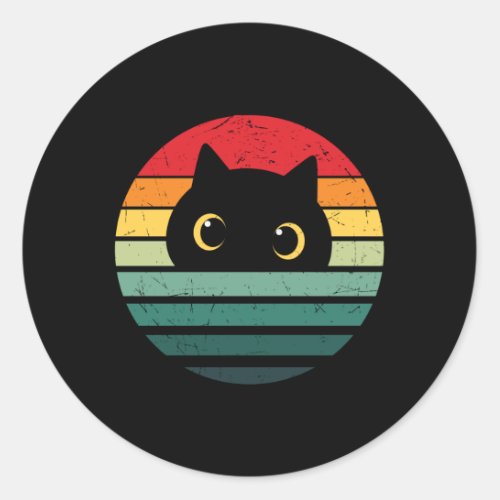 Vintage Black Cat Classic Round Sticker
