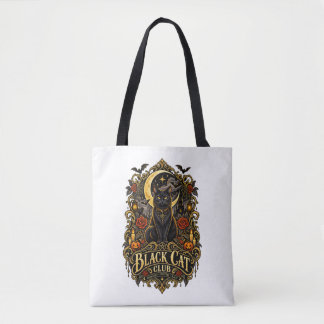 Vintage Black Cat Club Gothic Witchy Aesthetic Tote Bag
