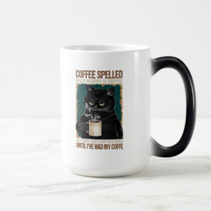 Vintage Black Cat Coffee Spelled Backwards Color Morph Mug