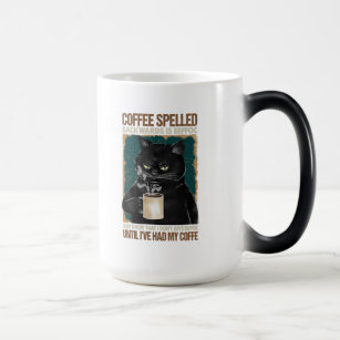Vintage Black Cat Coffee Spelled Backwards Magic Mug