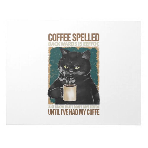 Vintage Black Cat Coffee Spelled Backwards Notepad