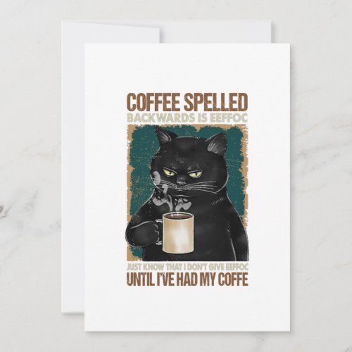 Vintage Black Cat Coffee Spelled Backwards Save The Date