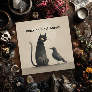 Vintage Black Cat Crow Scary Halloween Gothic Holiday Card