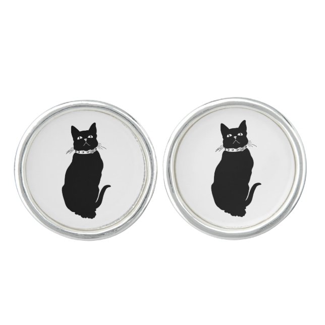 Vintage Black Cat Cufflinks (Front)