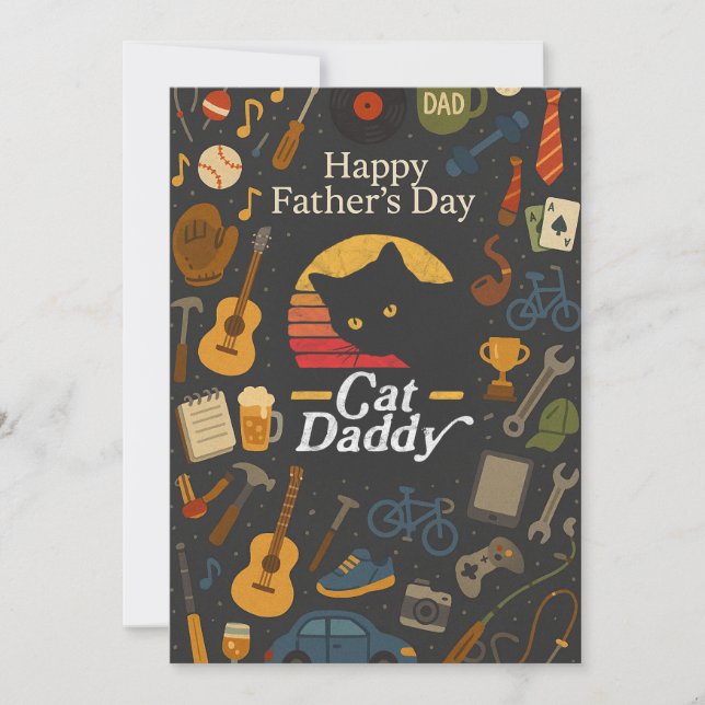 Vintage Black Cat Daddy Gift Fathers Day Cards (Front)