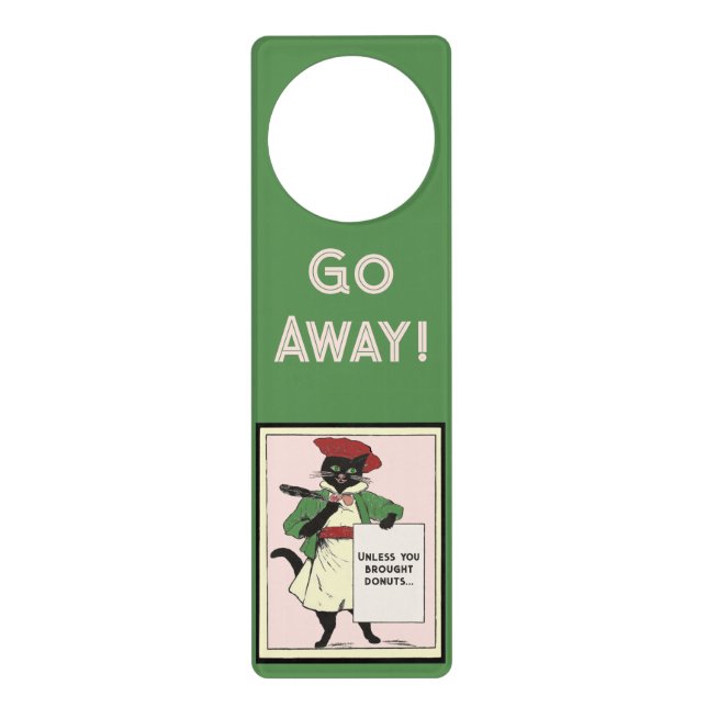 Vintage Black Cat Funny Do Not Disturb  Door Hanger (Front)