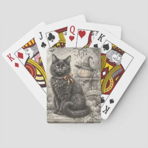 Vintage Black Cat Halloween Poker Cards