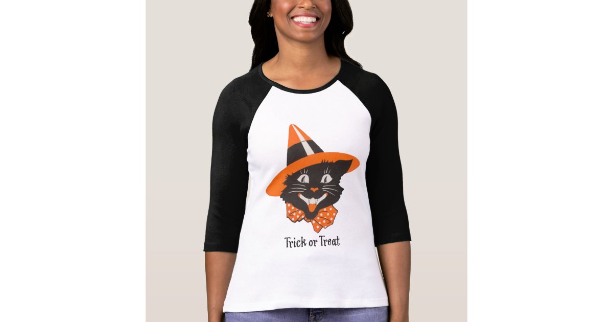 Vintage Black Cat Halloween Shirt Zazzle Com