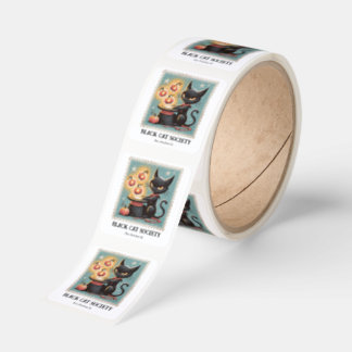 Vintage Black Cat Halloween Square Sticker