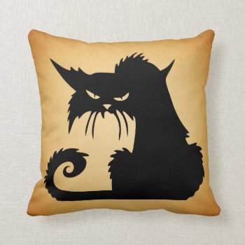 Vintage Black Cat Halloween Throw Pillow by Vintage_Halloween at Zazzle