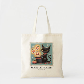 Vintage Black Cat Halloween Tote Bag