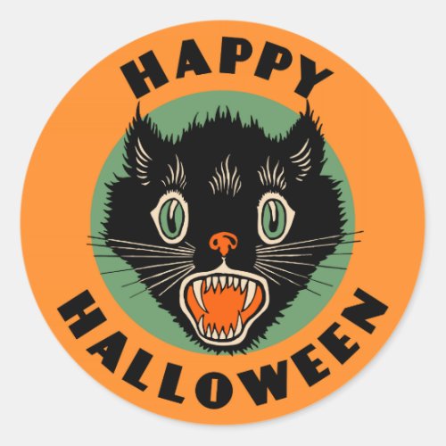 Vintage Black Cat _ Happy Halloween Sticker