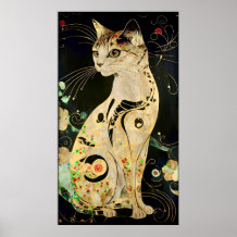 Vintage Black Cat In Golden Shade