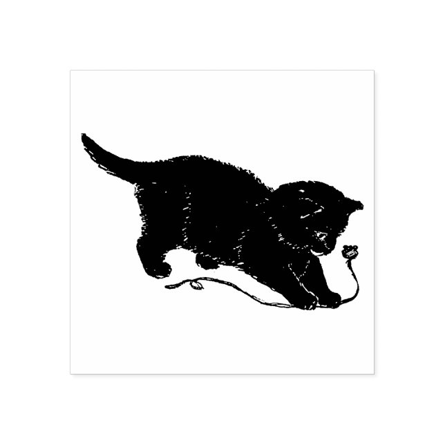Vintage Black Cat Kitten Rubber Stamp (Imprint)