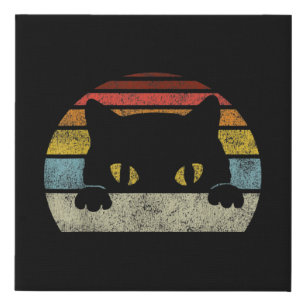 Vintage Black Cat Lover, Retro Style Black Cats Faux Canvas Print