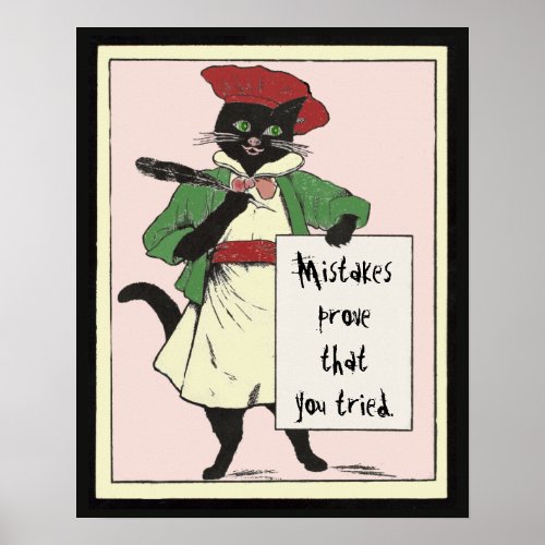 Vintage Black Cat Motivational Teachers Classroom Poster