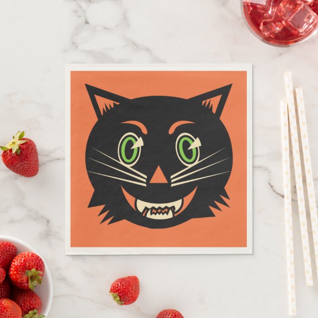 Vintage Black Cat Napkins (Insitu)