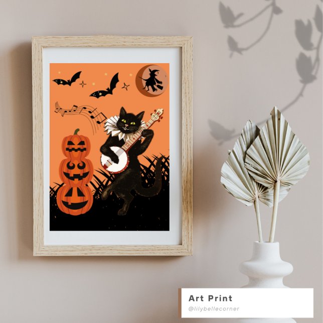 Vintage Black cat on spooky night Poster (Creator Uploaded)