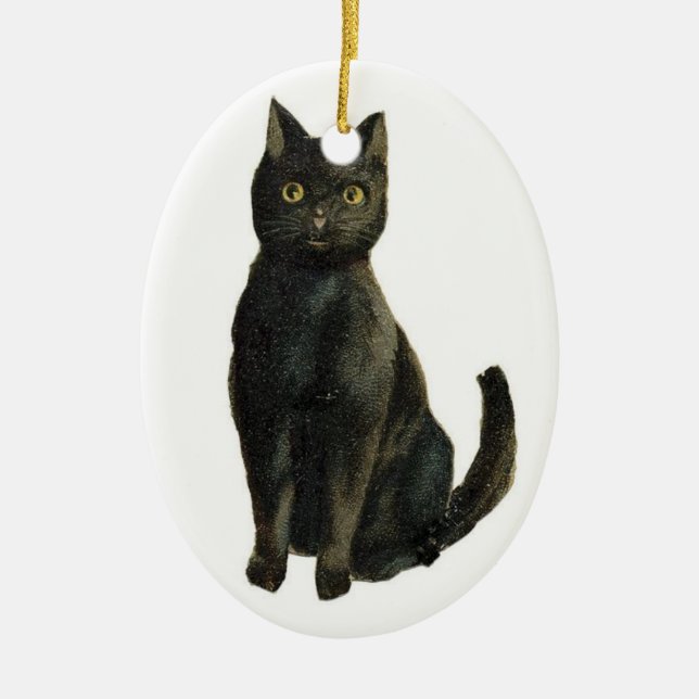 Vintage black cat ornament (Front)